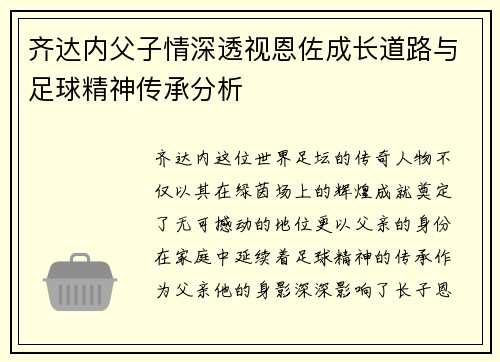 齐达内父子情深透视恩佐成长道路与足球精神传承分析